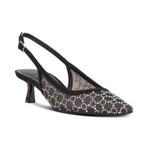 INC Gemini Mid Heel Slingback Pumps Black Mesh Size 9 MSRP $79
